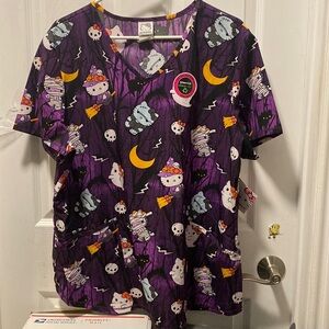 Hello Kitty Halloween Scrub Top XL